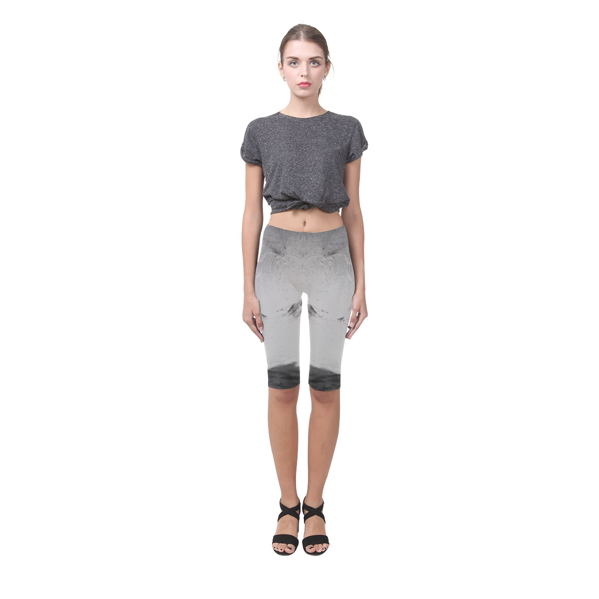 Abstract in Nature ICE Grey Hestia Cropped Leggings (Model L03)