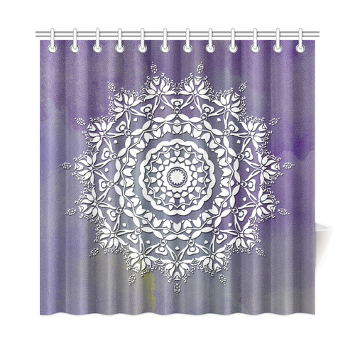 Floral watercolor Violet and white mandala Shower Curtain 72"x72"