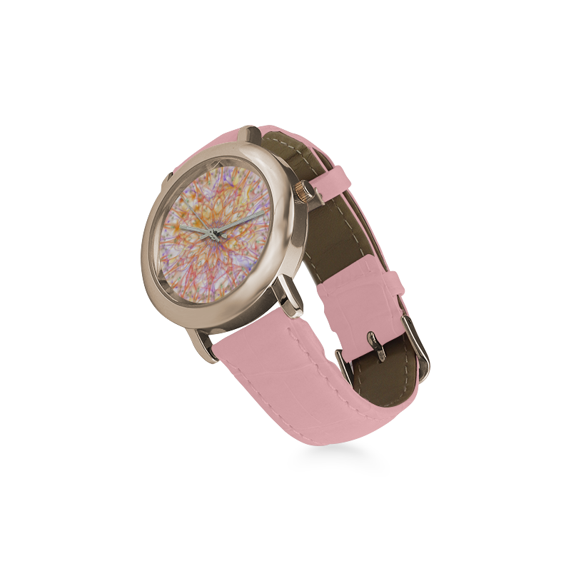 orchids 6 Women's Rose Gold Leather Strap Watch(Model 201)