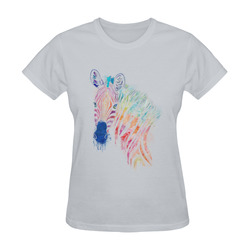 watercolor rainbow zebra Sunny Women's T-shirt (Model T05)