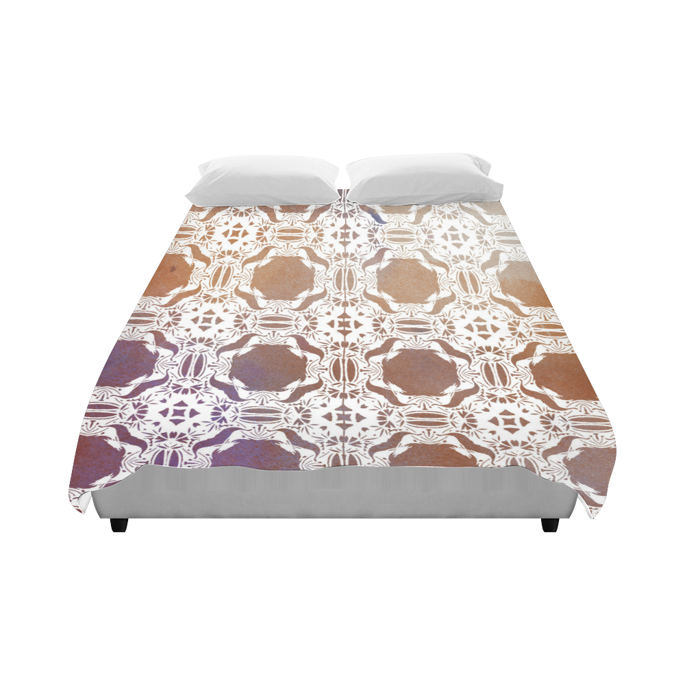 White  and gold watercolor mosaic mandala Duvet Cover 86"x70" ( All-over-print)