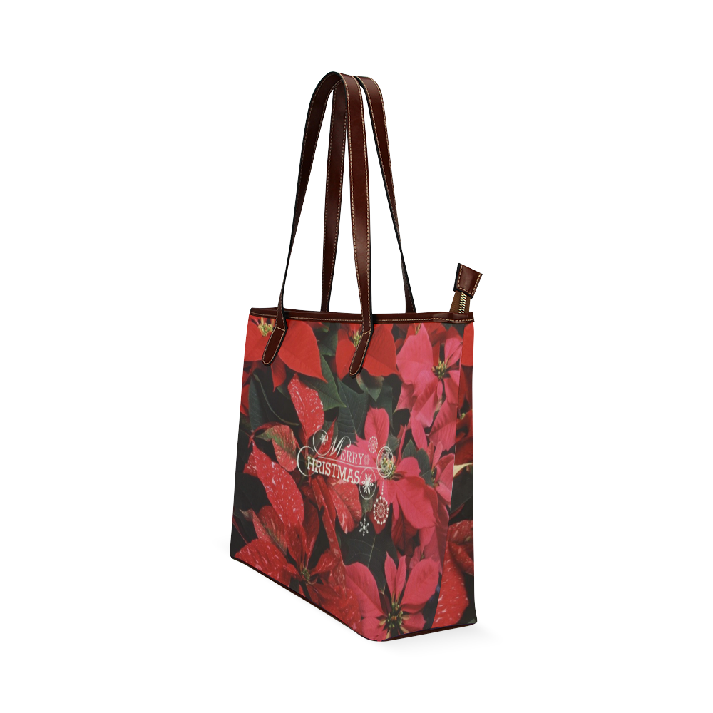 Poinsettia, merry christmas Shoulder Tote Bag (Model 1646)