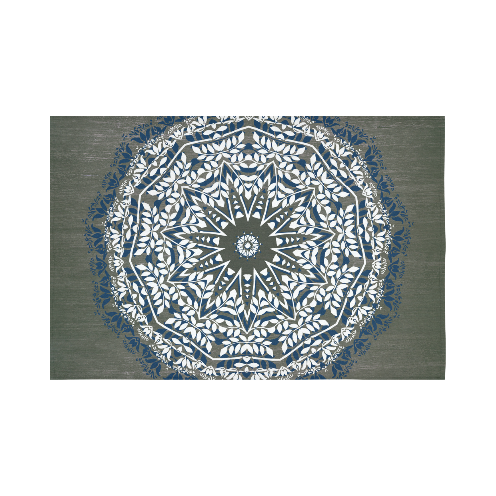 Blue, grey and white mandala Cotton Linen Wall Tapestry 90"x 60"