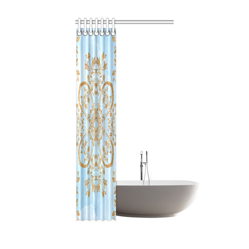 Gold and blue flourish ornament mandala Shower Curtain 36"x72"