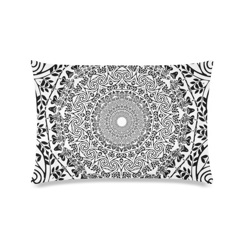 Deep black and white  mandala Custom Zippered Pillow Case 16"x24"(Twin Sides)