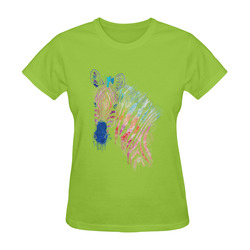 watercolor rainbow zebra Sunny Women's T-shirt (Model T05)