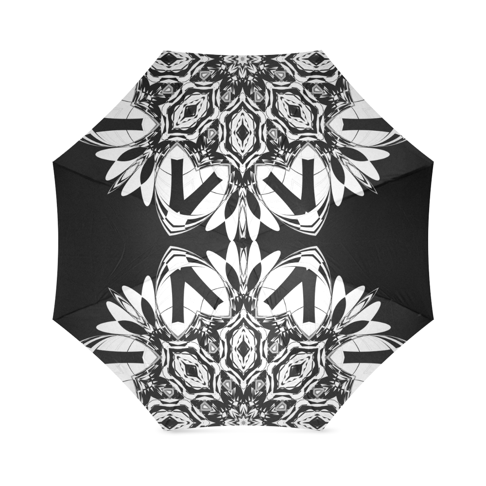 Half black and white Mandala Foldable Umbrella (Model U01)