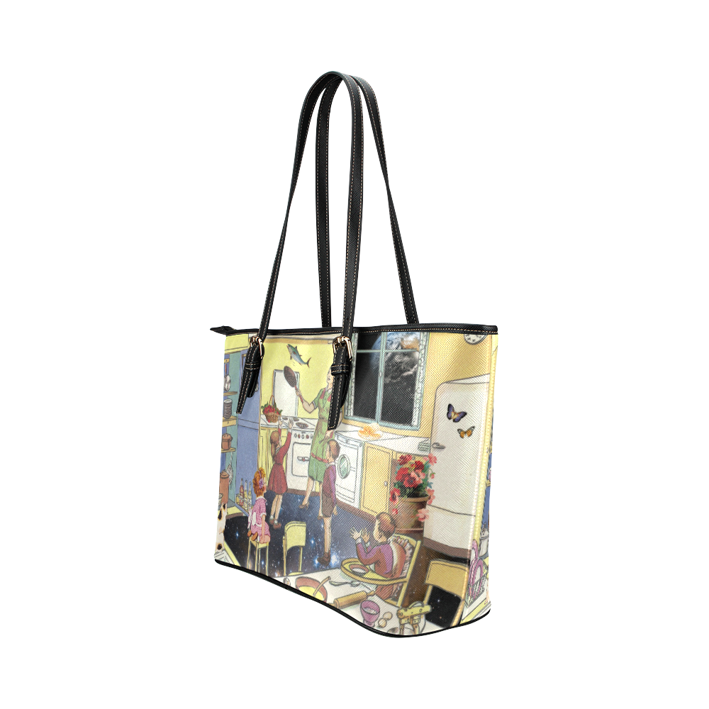 The dinner is ready Leather Tote Bag/Large (Model 1651)