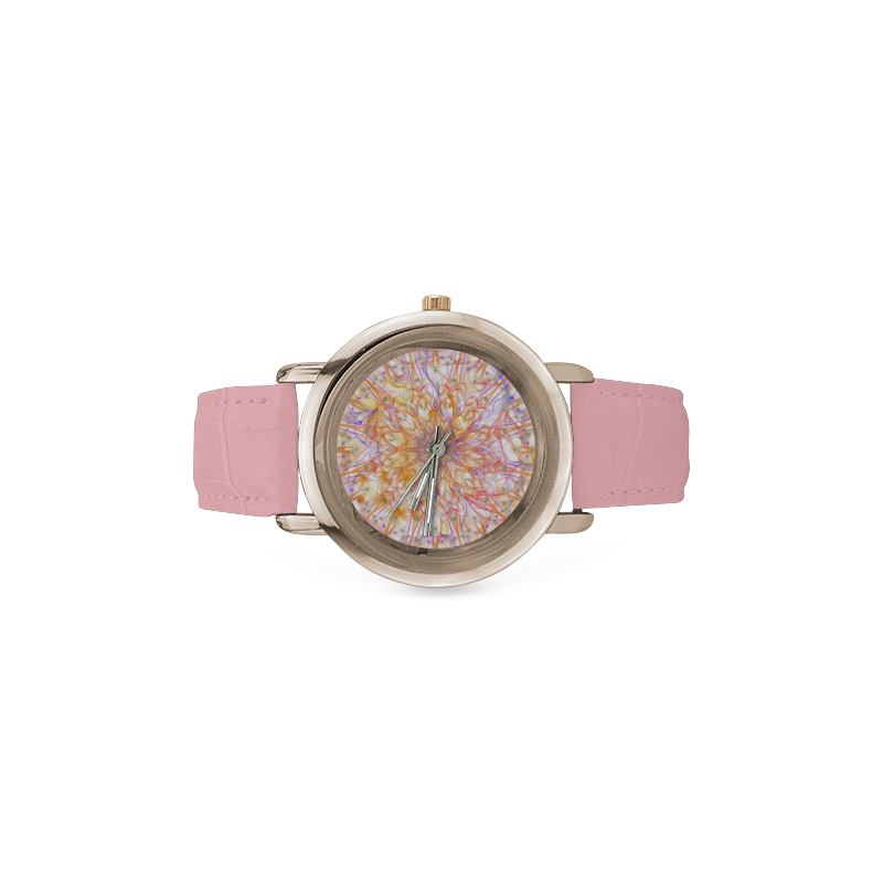 orchids 6 Women's Rose Gold Leather Strap Watch(Model 201)