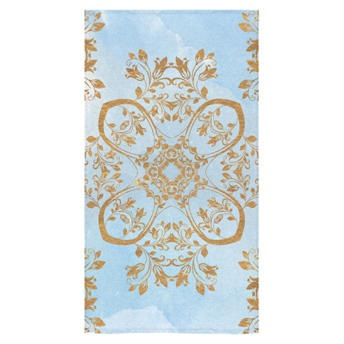 Gold and blue flourish ornament mandala Bath Towel 30"x56"