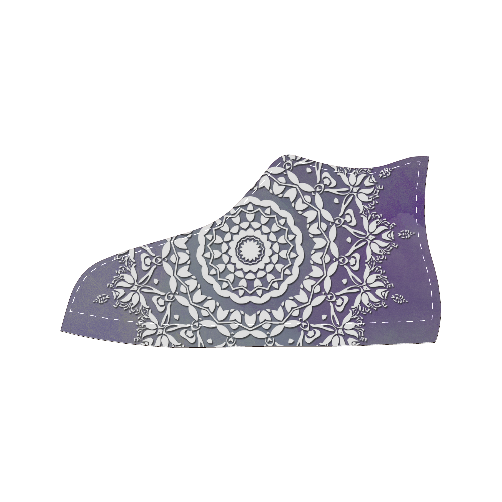 Floral watercolor Violet and white mandala Women's Classic High Top Canvas Shoes (Model 017)