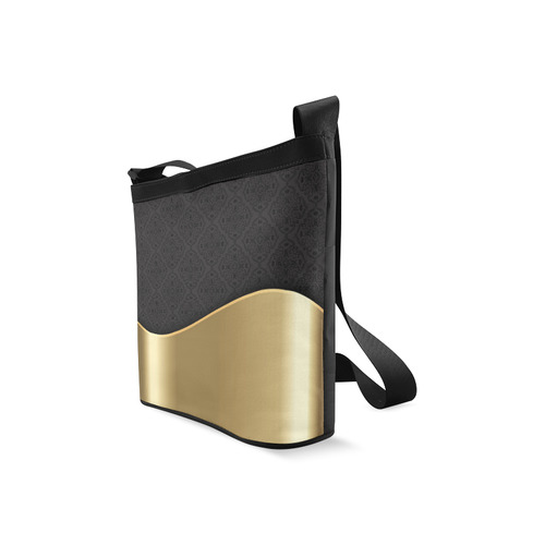 Elegant Black Gold Damask Fashion Crossbody Bags (Model 1613)