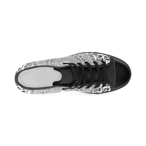 Deep black and white  mandala Men’s Classic High Top Canvas Shoes (Model 017)