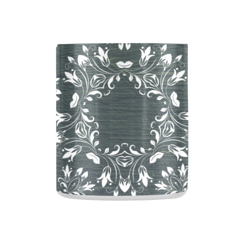 White and gray Flourish ornament mandala design Classic Insulated Mug(10.3OZ)
