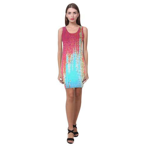 Abstract in Pink & Blue with Mandala by ArtformDesigns Medea Vest Dress (Model D06)