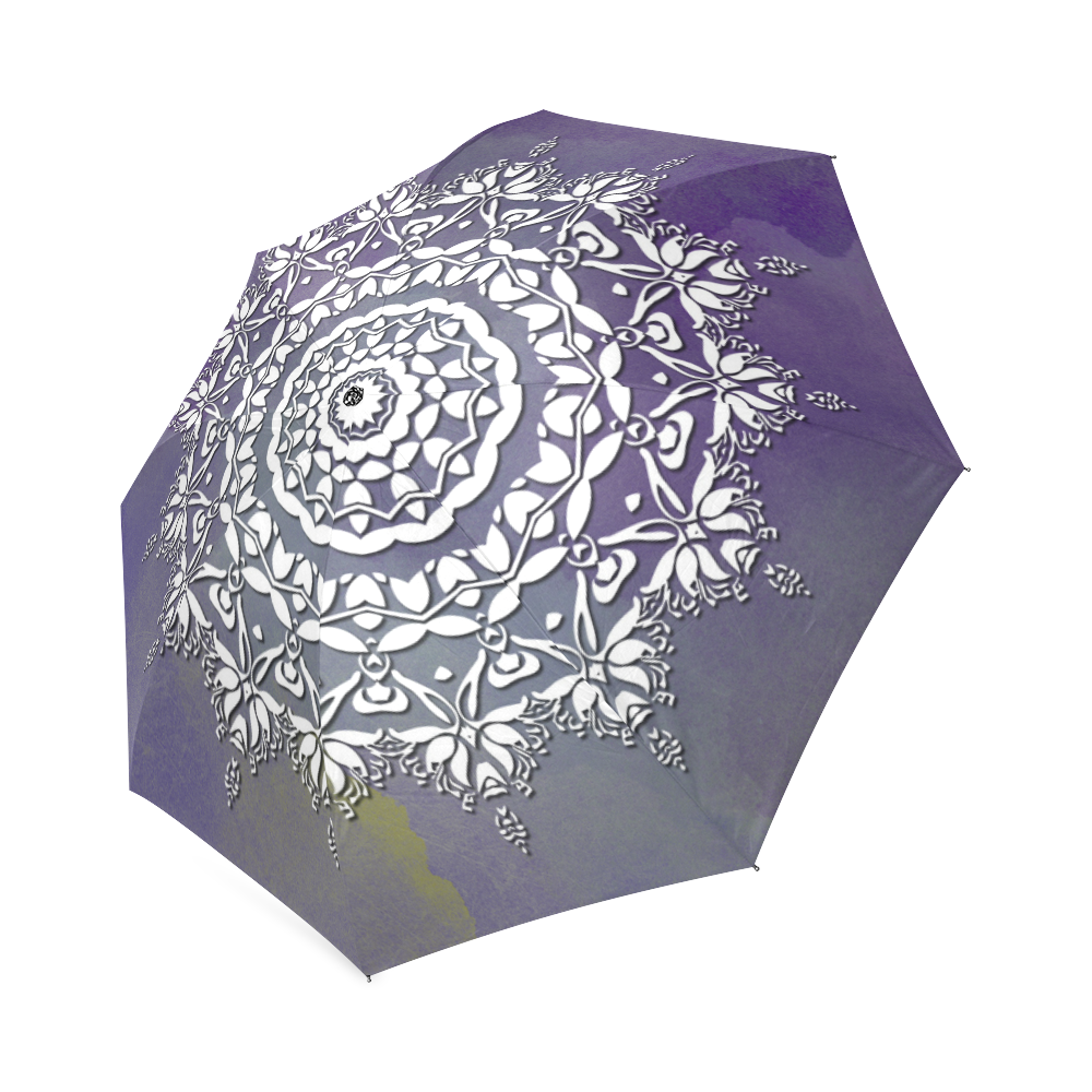 Floral watercolor Violet and white mandala Foldable Umbrella (Model U01)