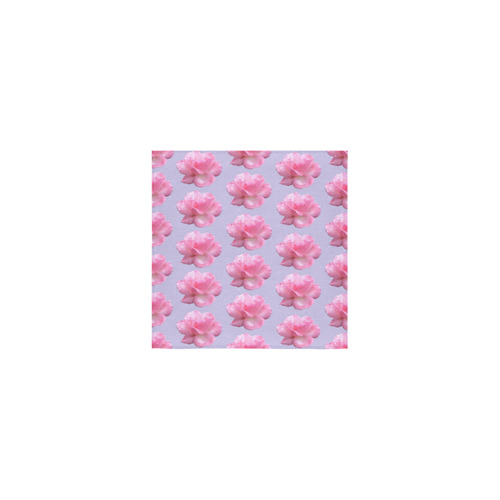 Pink Roses Pattern on Blue Square Towel 13“x13”