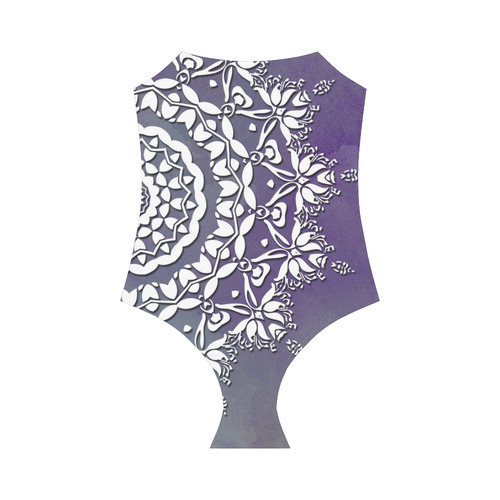 Floral watercolor Violet and white mandala Strap Swimsuit ( Model S05)