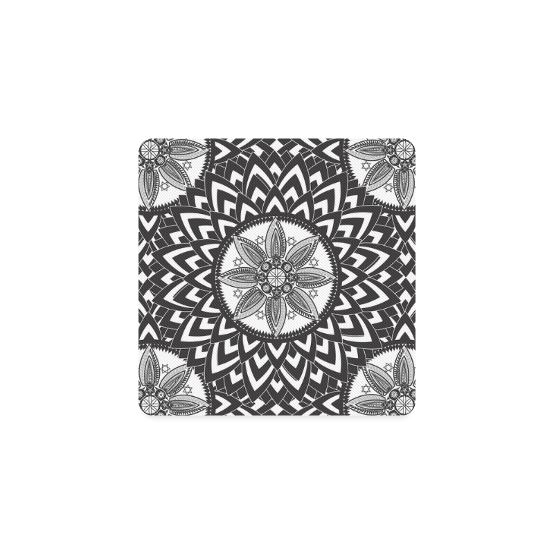 Black and white mandala Square Coaster