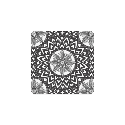 Black and white mandala Square Coaster