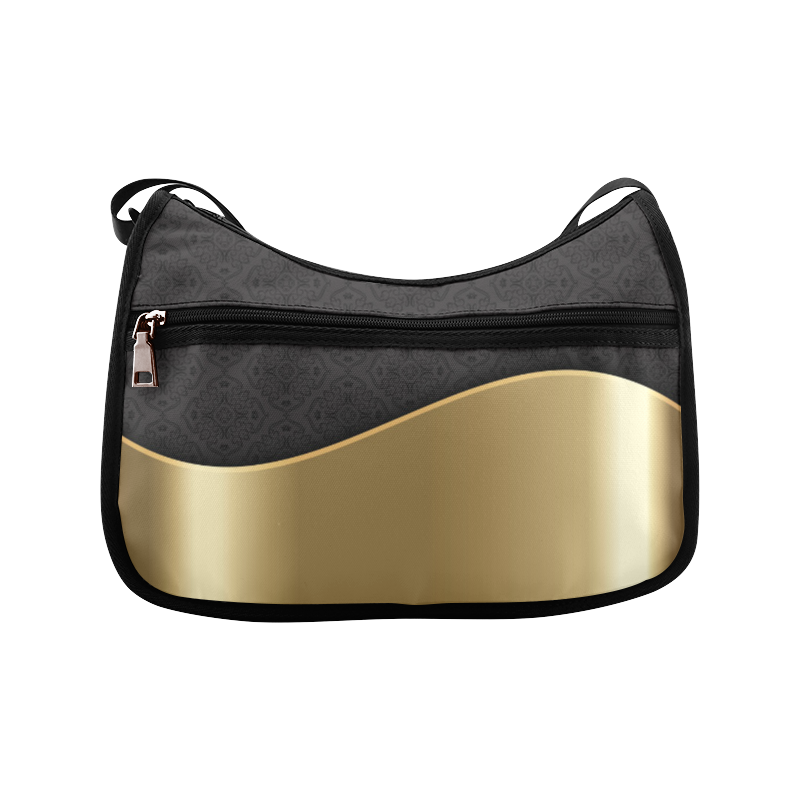 Elegant Black Gold Damask Fashion Crossbody Bags (Model 1616)
