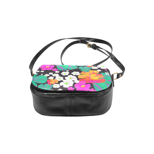 Japanese Colorful Floral Pattern Classic Saddle Bag/Small (Model 1648)