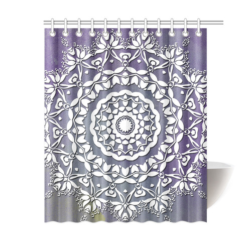 Floral watercolor Violet and white mandala Shower Curtain 60"x72"
