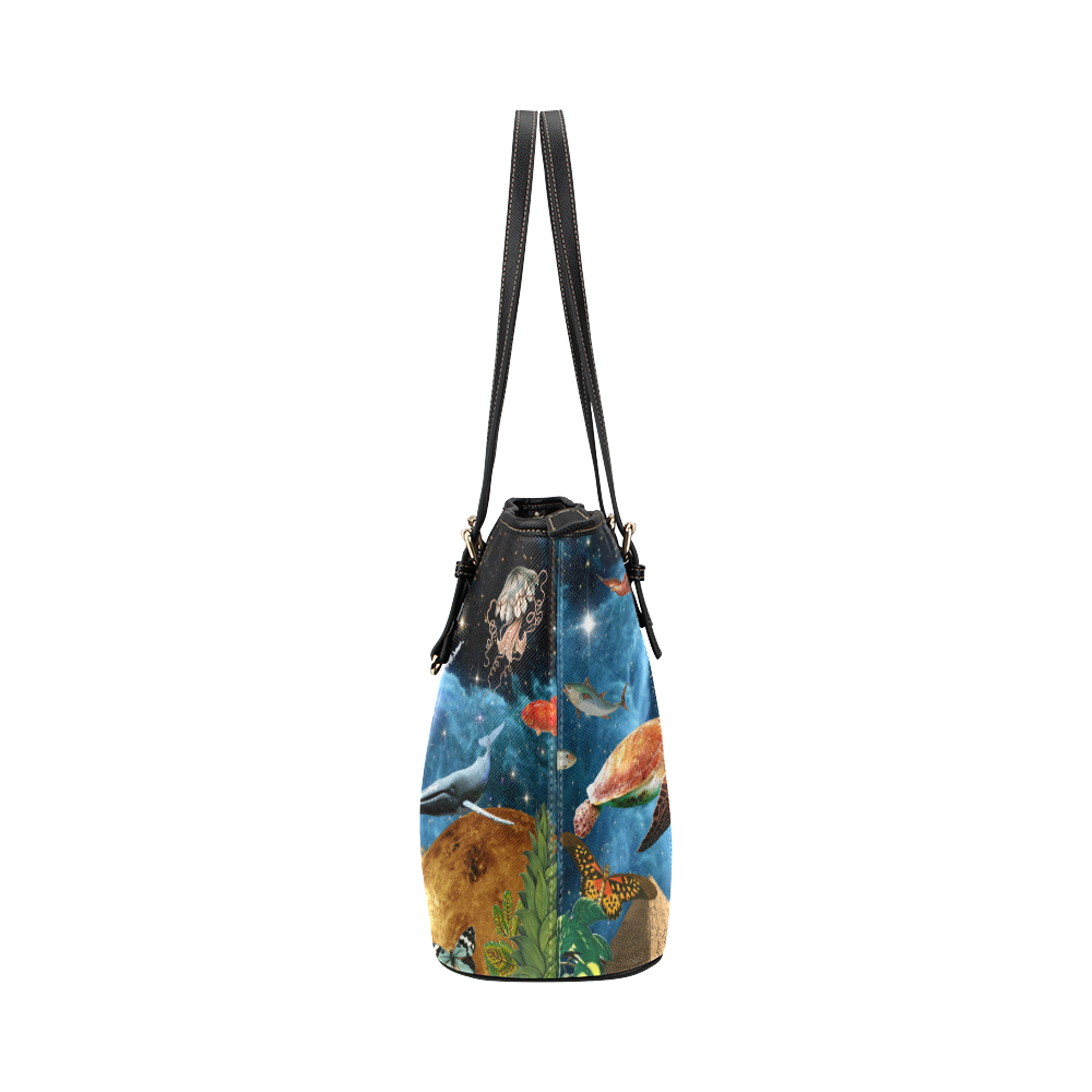 collage_heaven and Earth_ gloria sanchez1 Leather Tote Bag/Large (Model 1651)