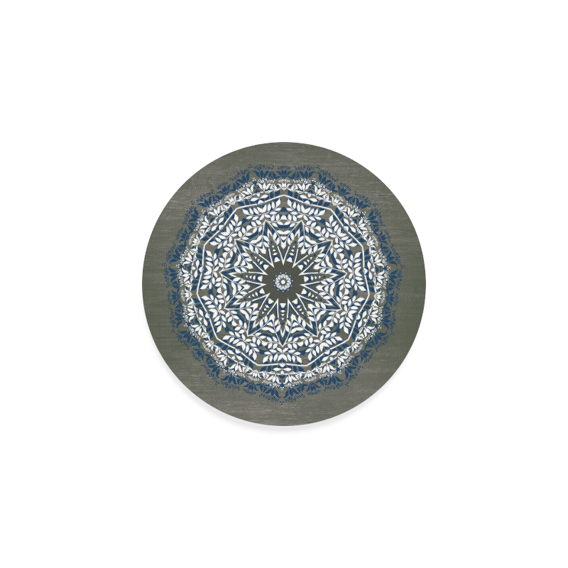 Blue, grey and white mandala Round Coaster