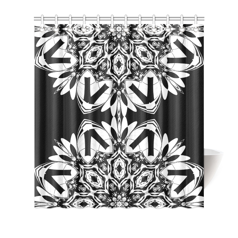 Half black and white Mandala Shower Curtain 66"x72"