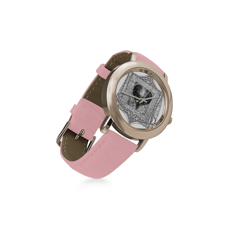 heart11 Women's Rose Gold Leather Strap Watch(Model 201)