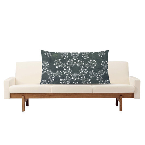 White and gray Flourish ornament mandala design Rectangle Pillow Case 20"x36"(Twin Sides)