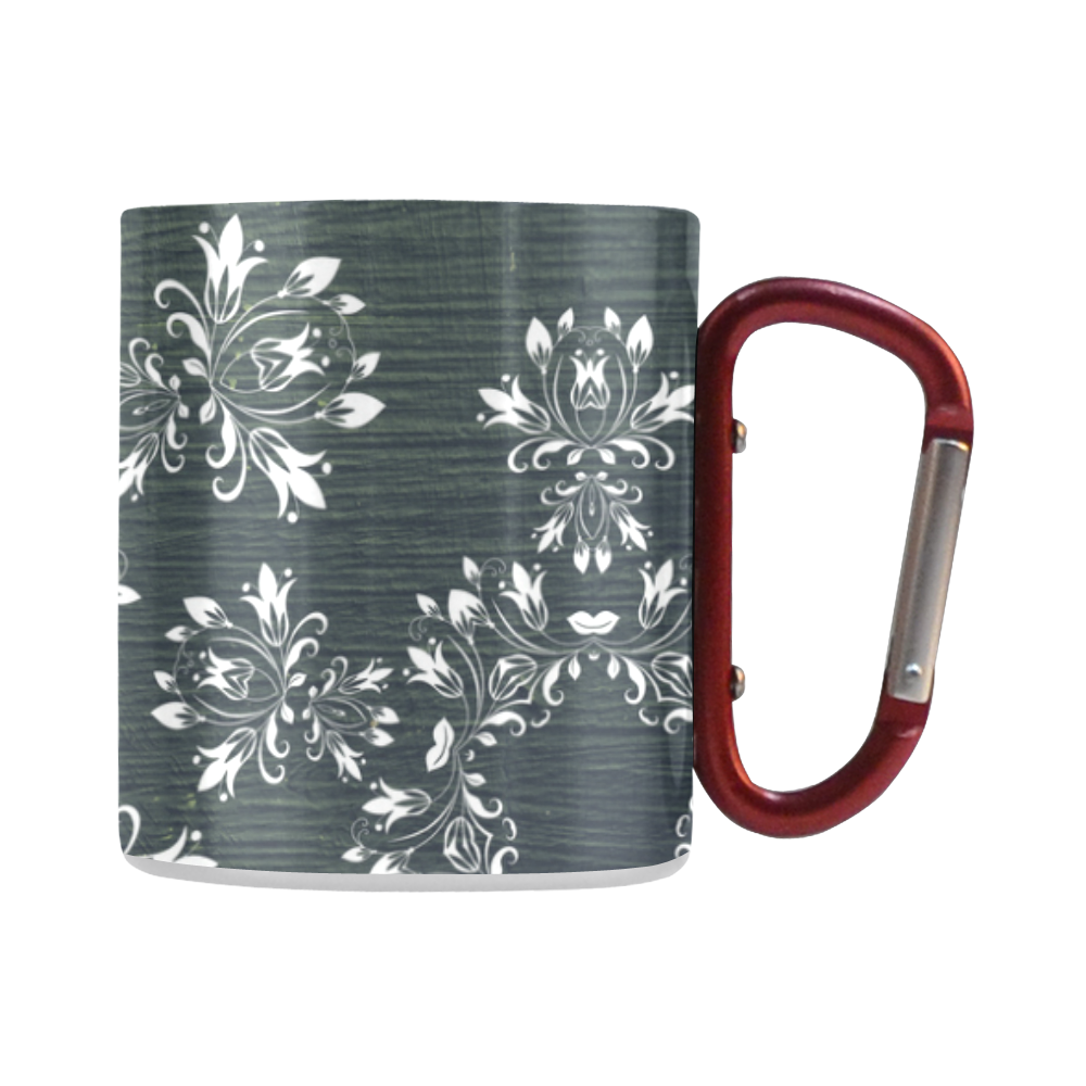 White and gray Flourish ornament mandala design Classic Insulated Mug(10.3OZ)