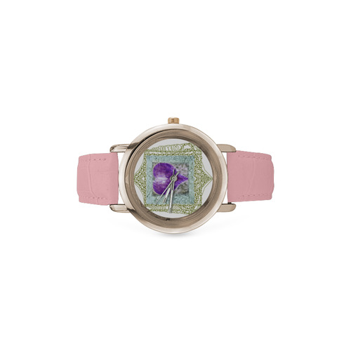 heart10 Women's Rose Gold Leather Strap Watch(Model 201)
