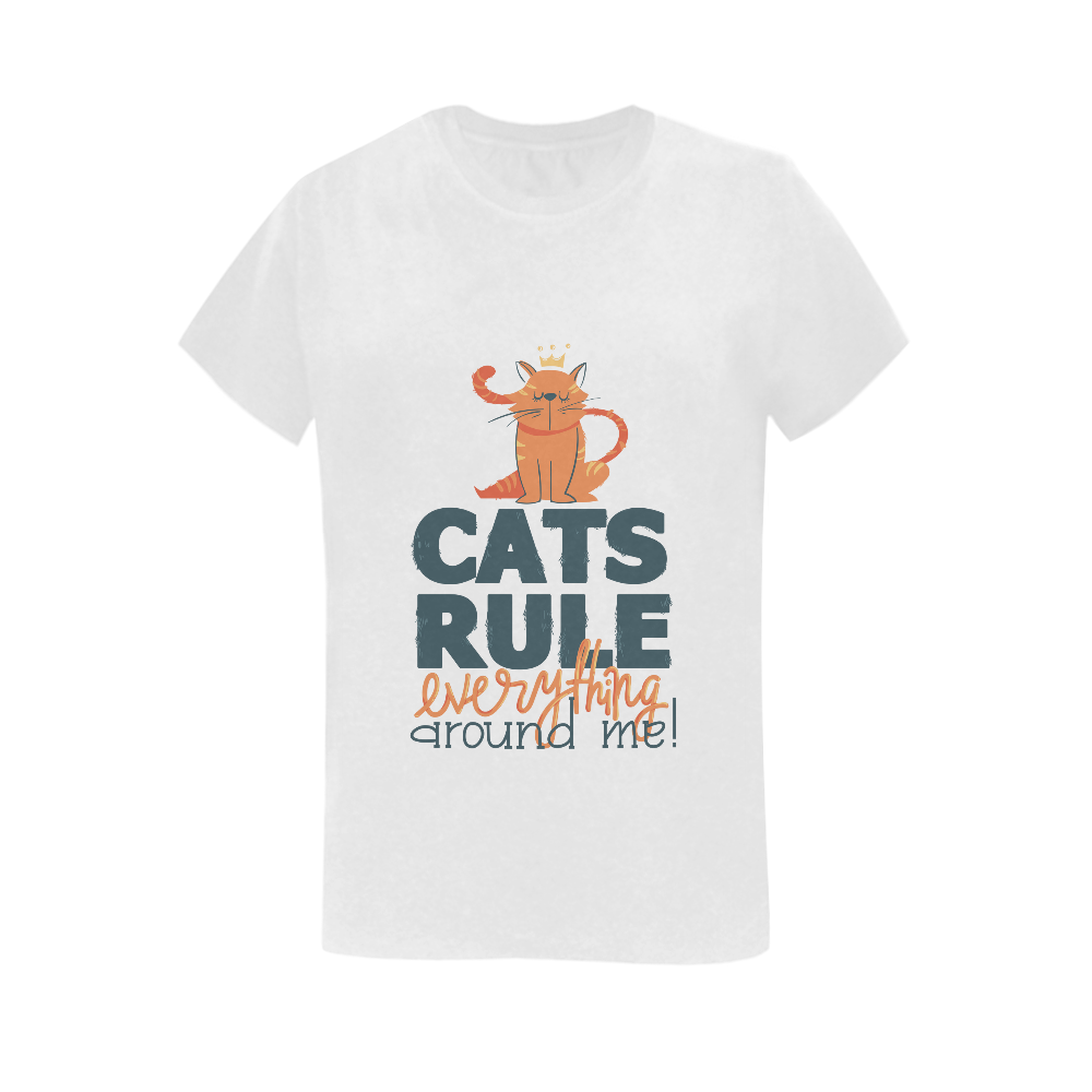 Cat's Rule - Fun Art Women's T-Shirt in USA Size (Two Sides Printing)