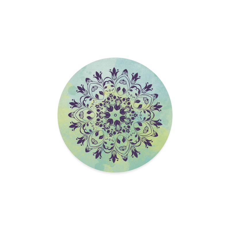 Flourish purple and blue watercolor mandala Round Coaster