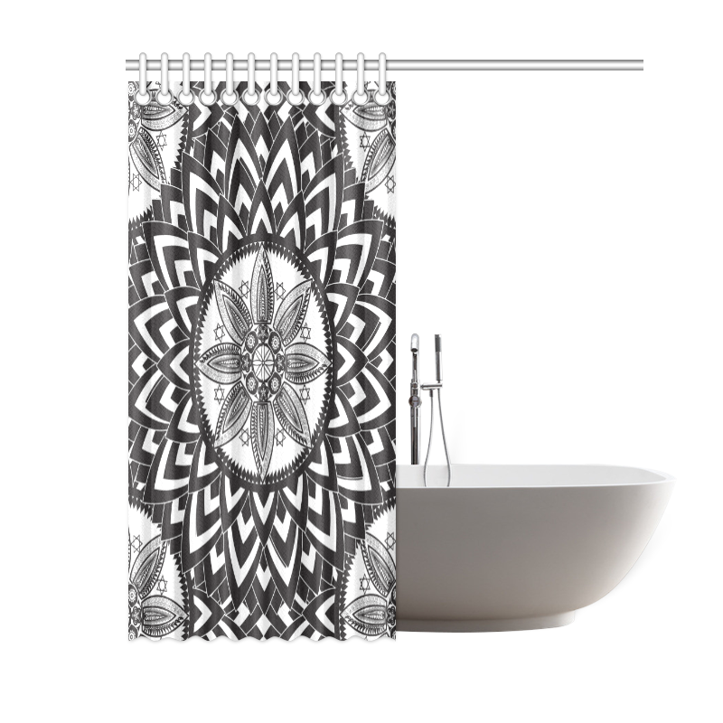 Black and white mandala Shower Curtain 60"x72"