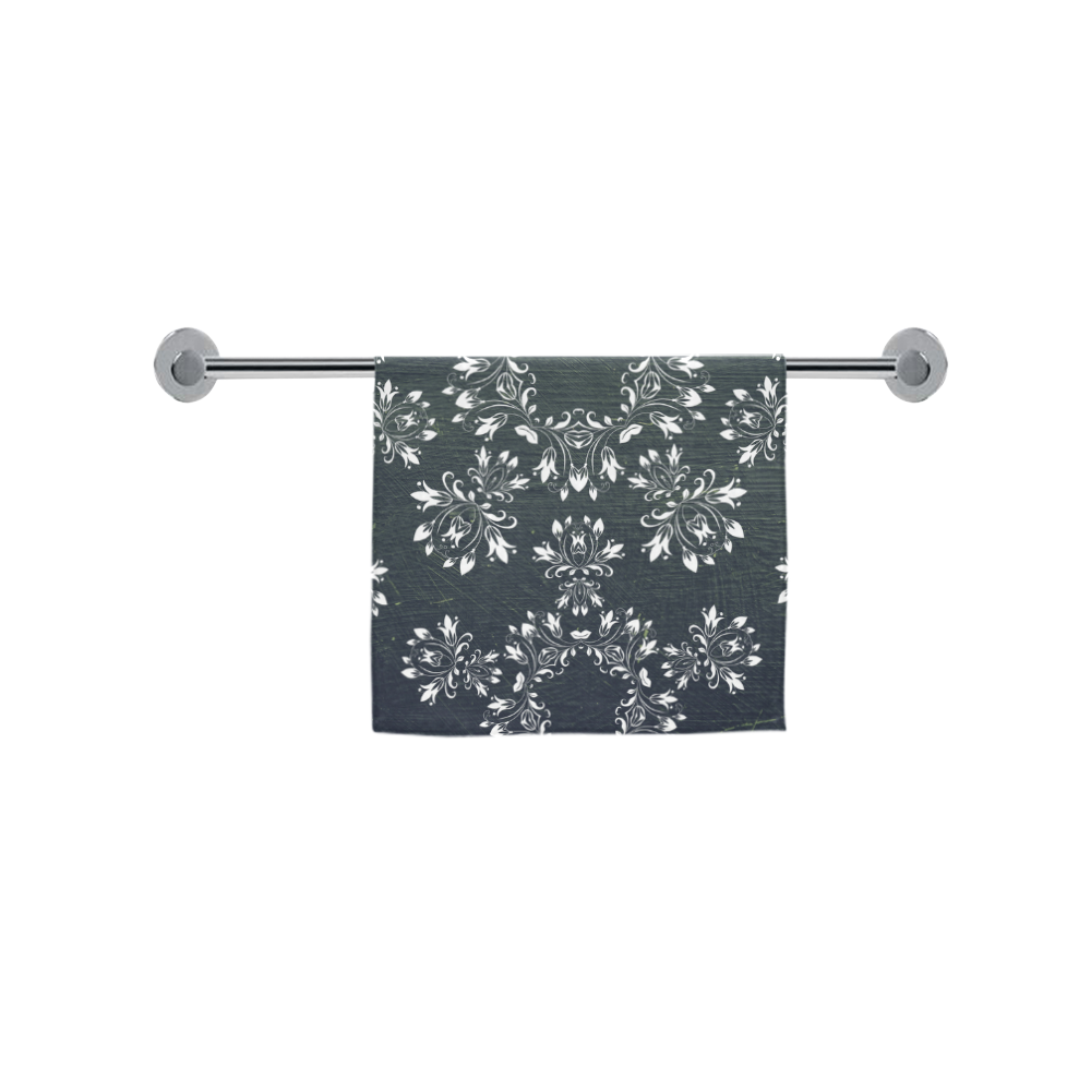 White and gray Flourish ornament mandala design Custom Towel 16"x28"