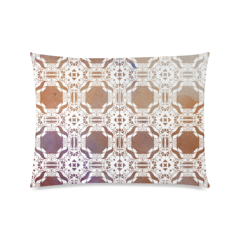 White  and gold watercolor mosaic mandala Custom Zippered Pillow Case 20"x26"(Twin Sides)