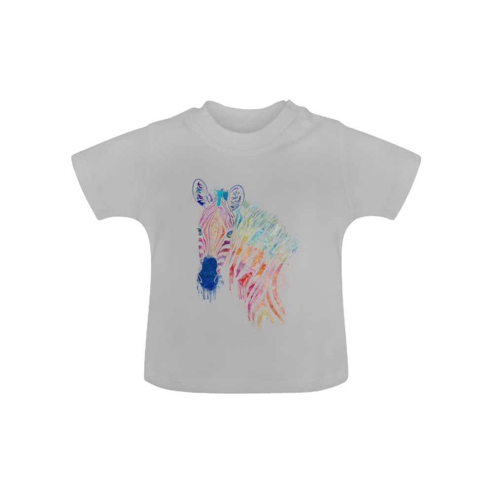 watercolor rainbow zebra Baby Classic T-Shirt (Model T30)