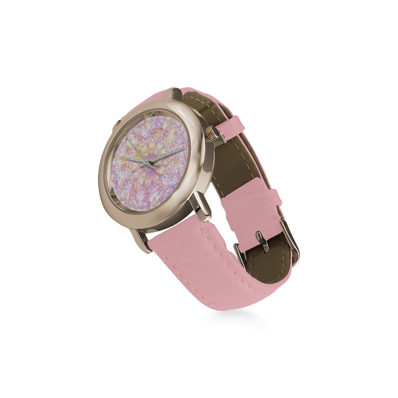 orchids 8 Women's Rose Gold Leather Strap Watch(Model 201)