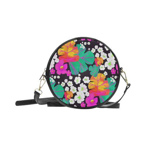 Japanese Colorful Floral Pattern Round Sling Bag (Model 1647)