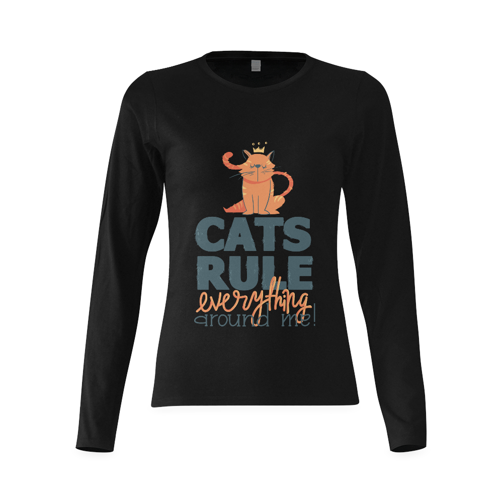 Cat's Rule - Fun Art Sunny Women's T-shirt (long-sleeve) (Model T07)