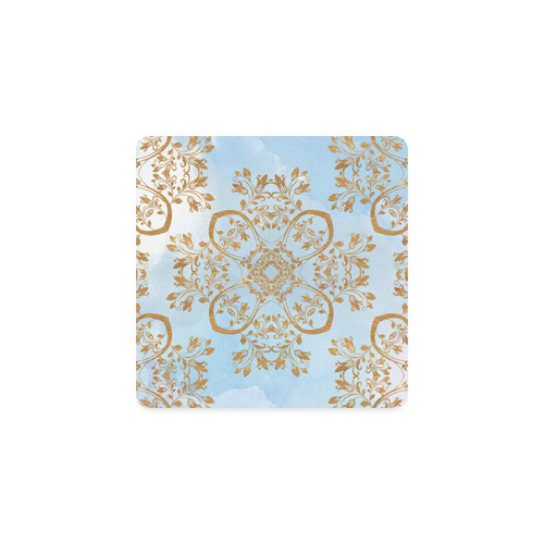 Gold and blue flourish ornament mandala Square Coaster