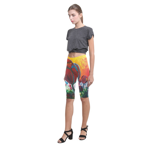 Blue High Tulips on Fire Hestia Cropped Leggings (Model L03)