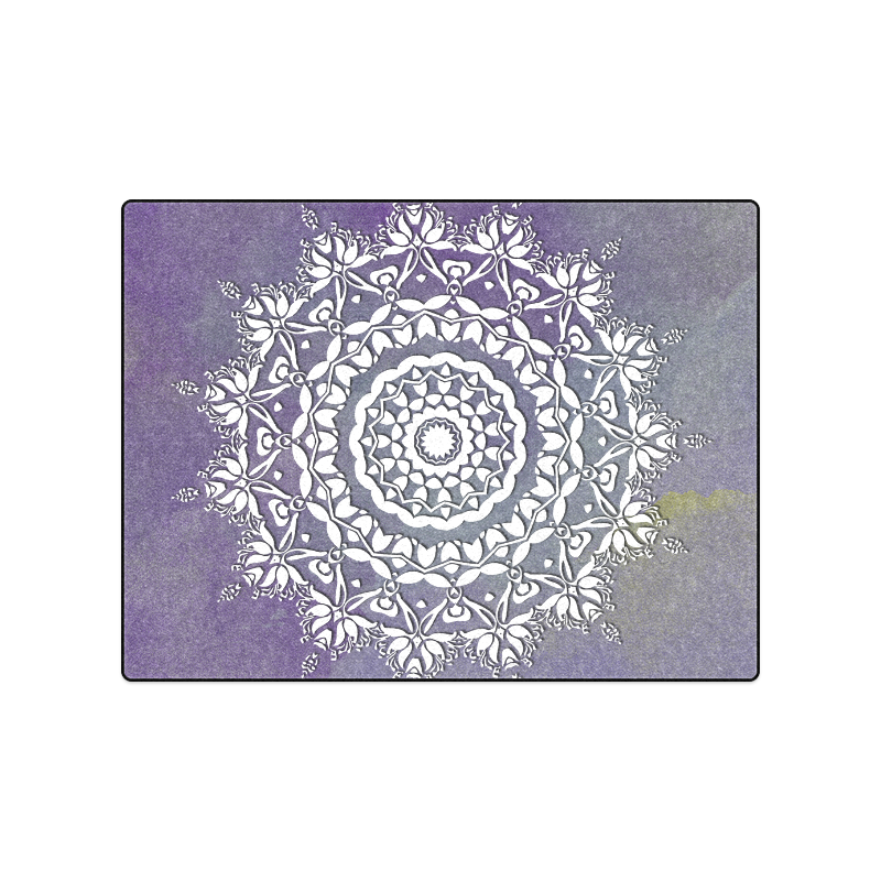 Floral watercolor Violet and white mandala Blanket 50"x60"