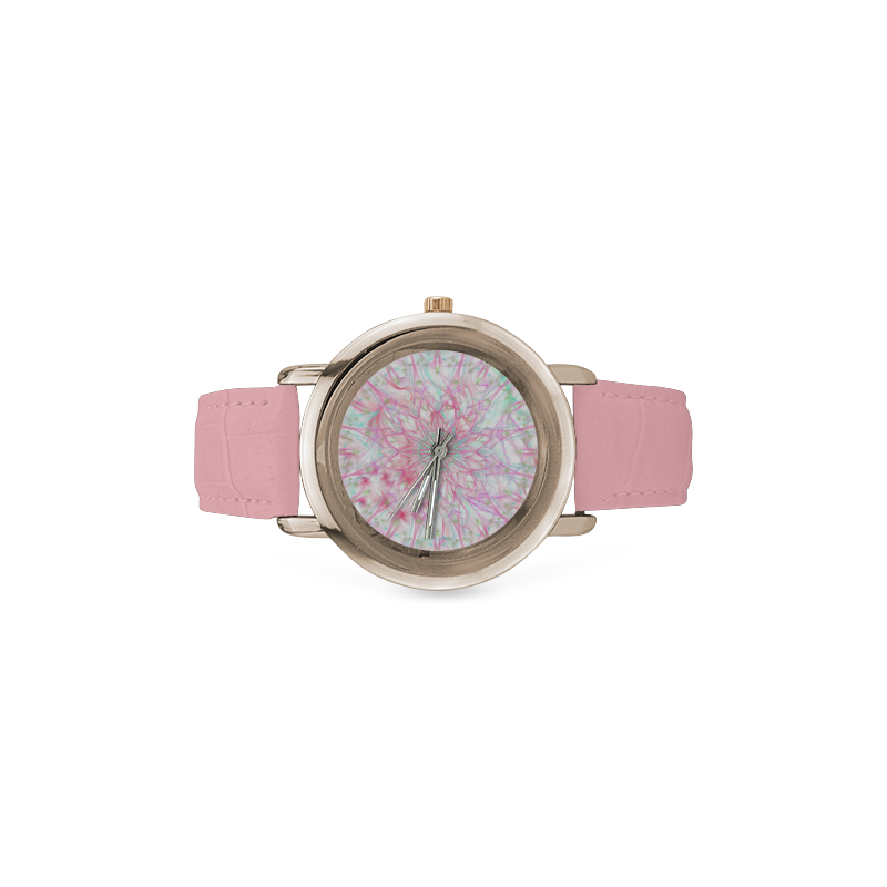 orchids 5 Women's Rose Gold Leather Strap Watch(Model 201)