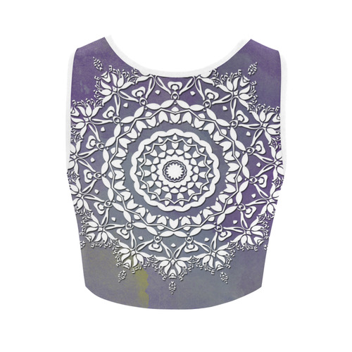 Floral watercolor Violet and white mandala Women's Crop Top (Model T42)