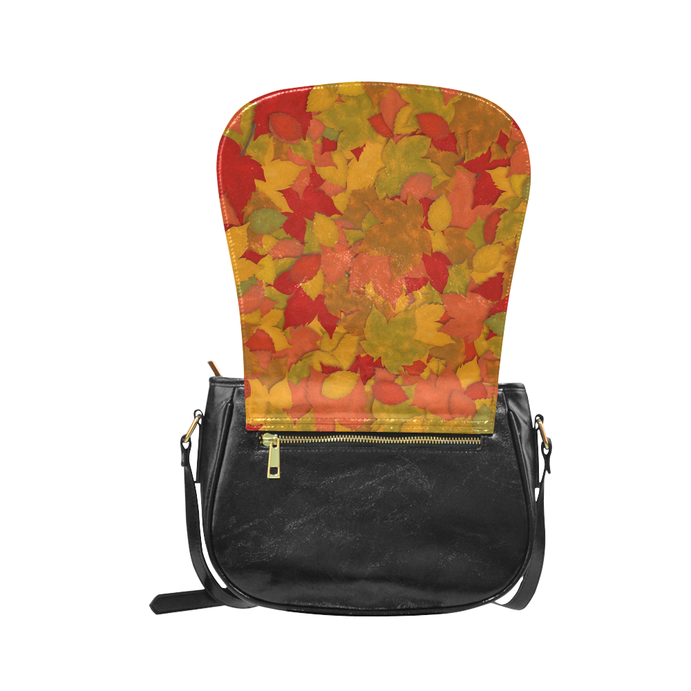 Abstract Autumn Leaf Pattern by ArtformDesigns Classic Saddle Bag/Large (Model 1648)