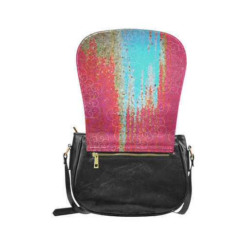 Abstract in Pink & Blue with Mandala by ArtformDesigns Classic Saddle Bag/Large (Model 1648)